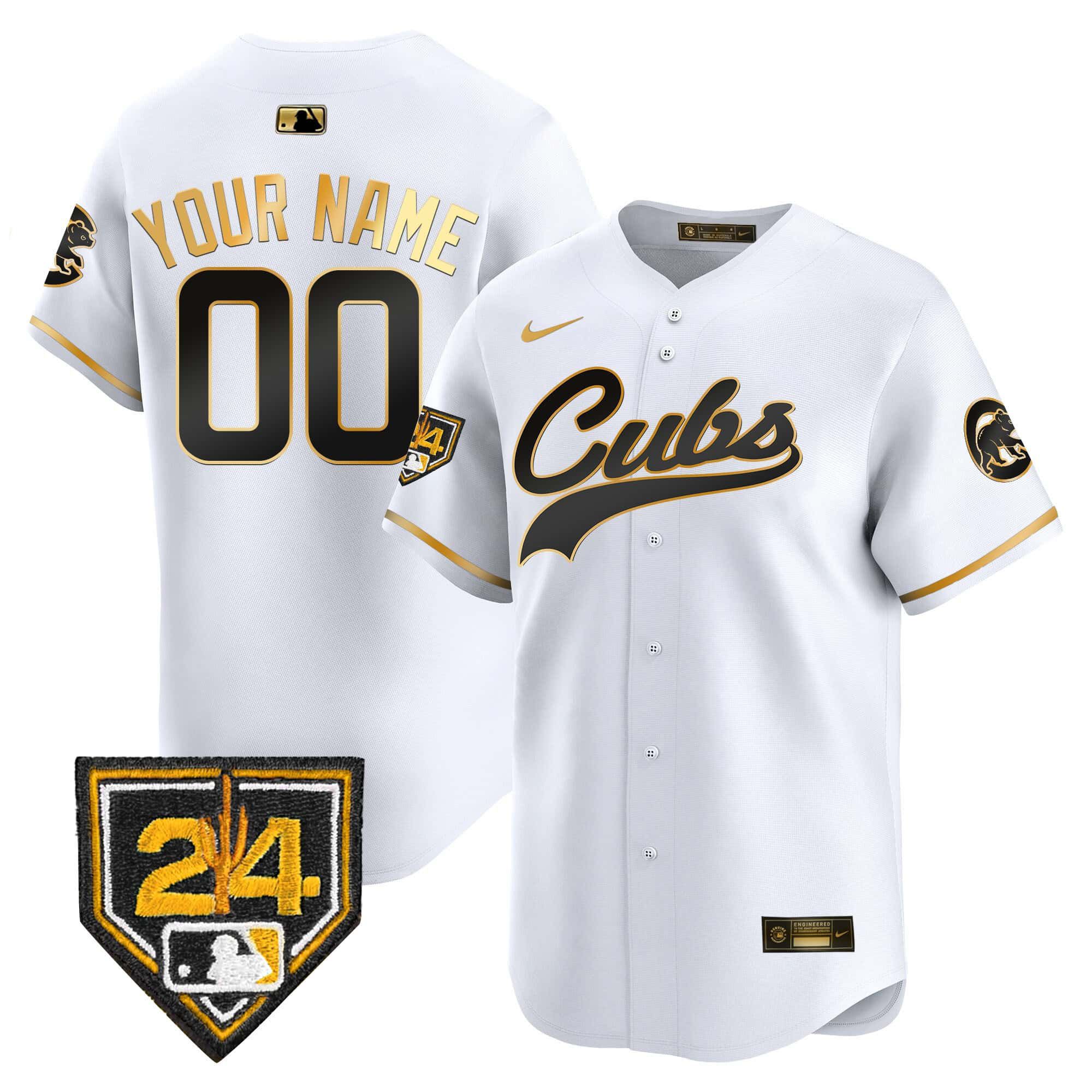 Men Chicago Cubs White Nike 2024 Spring Training Patch Vapor Premier Limited Custom MLB Jersey->customized mlb jersey->Custom Jersey